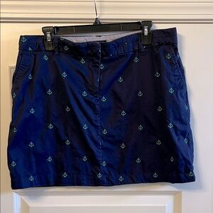 British Khaki Dark Blue Mini Skirt with Green‎ Anchor Pattern